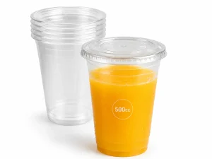 Vasos de plástico con tapa con agujero incluida