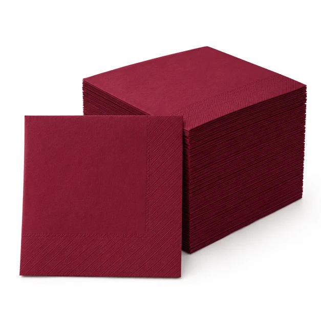 Servilletas cenefa burdeos - 20x20cm 1 Servilletas cenefa burdeos - 20x20cm