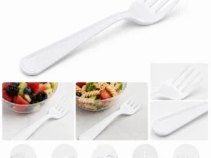 tenedores de plastico reutilizables color blanco