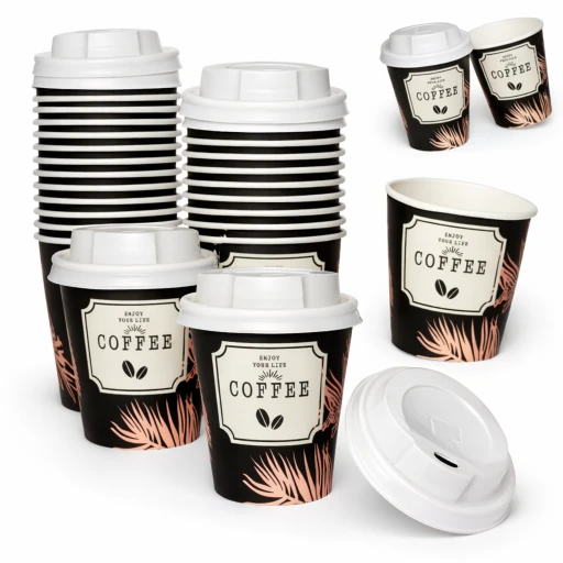 Vasos de café con tapa incluida - 6oz. 1 Vasos de café con tapa incluida - 6oz.