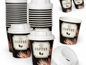 Vaso de café de cartón con tapa de 6 oz