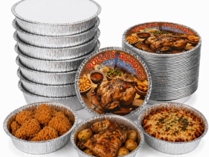 ENVASE ALUMINIO 1 POLLO Y 1/2 MAS TAPA INCLUIDA 1950CC PACK 100UDS