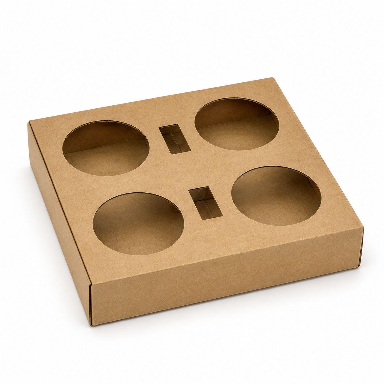 BANDEJA PORTA 4 VASOS CARTON KRAFT PACK DE 24UDS 1 BANDEJA PORTA 4 VASOS CARTON KRAFT