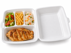 ENVASE BLANCO MENU 3 COMPLEMETOS 240X205X70MM PAQ 50 UDS