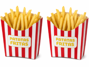 PETACA CARTON PATATA FRITA 120X50X85 PEQUEÑA PACK DE 25UDS