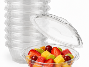 Tarrina bowl PET con tapa alta y bisagra 500 cc