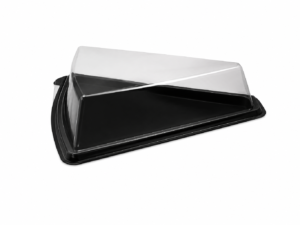 ENVASE PORCIÓN TARTA BASE NEGRA TAPA ALTA TRANSPARENTE 30x24x6,5cm